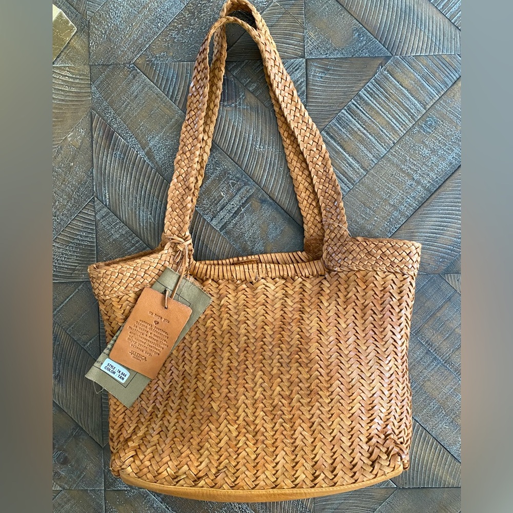 Elegant Woven Tote in Rich Tan